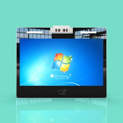 محطة وصول لبطاقة التعرف على الوجه مقاس 18.5 بوصة مثبتة على الحائط بنظام Windows